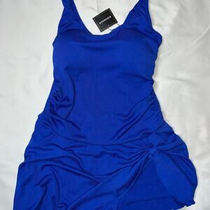 Blue one piece swimsuit with tie Size: XL